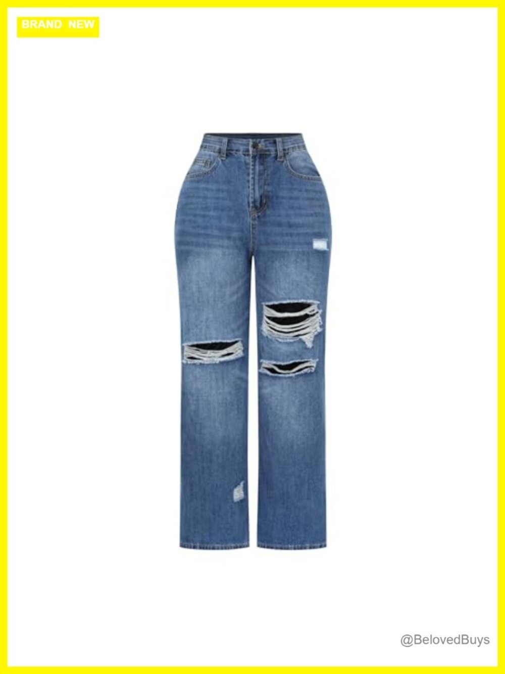 High Waisted Wide Leg Stretchy Distressed Denim Jeans